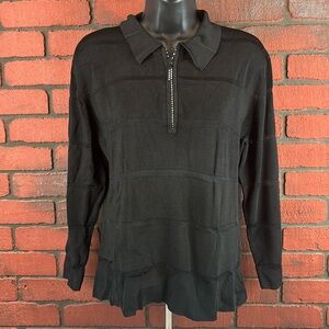 Belldini Women's XL Black Quarter Zip‎ Activewear Top – Athleisure, Casual